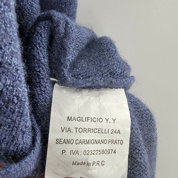 Tera Bora Poncho One Size Blue Soft Knit Gromet Criss Cross Neck Beaded Tassels - Picture 7 of 8